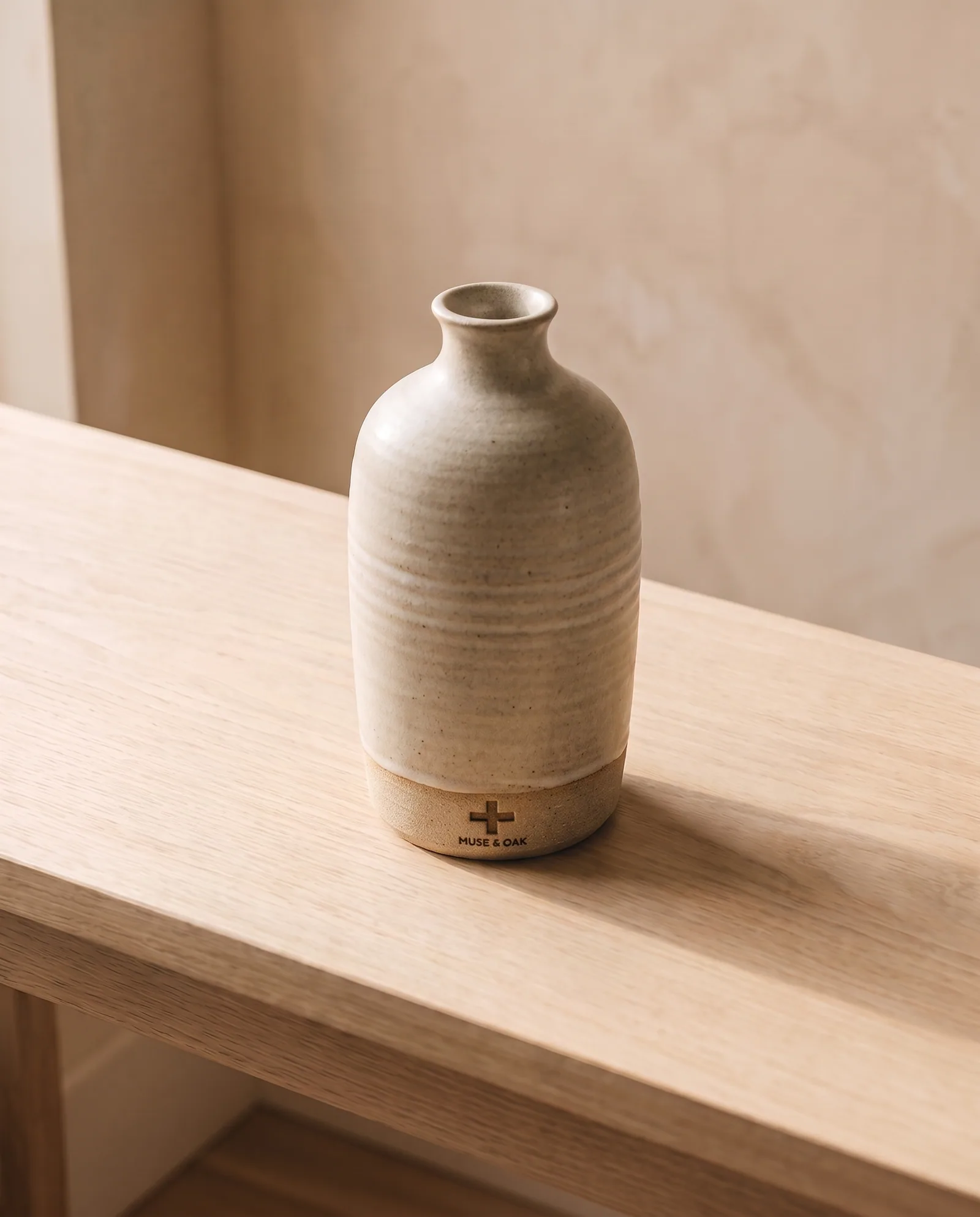 Stoneware Vase — Thrown, matte ash glaze.