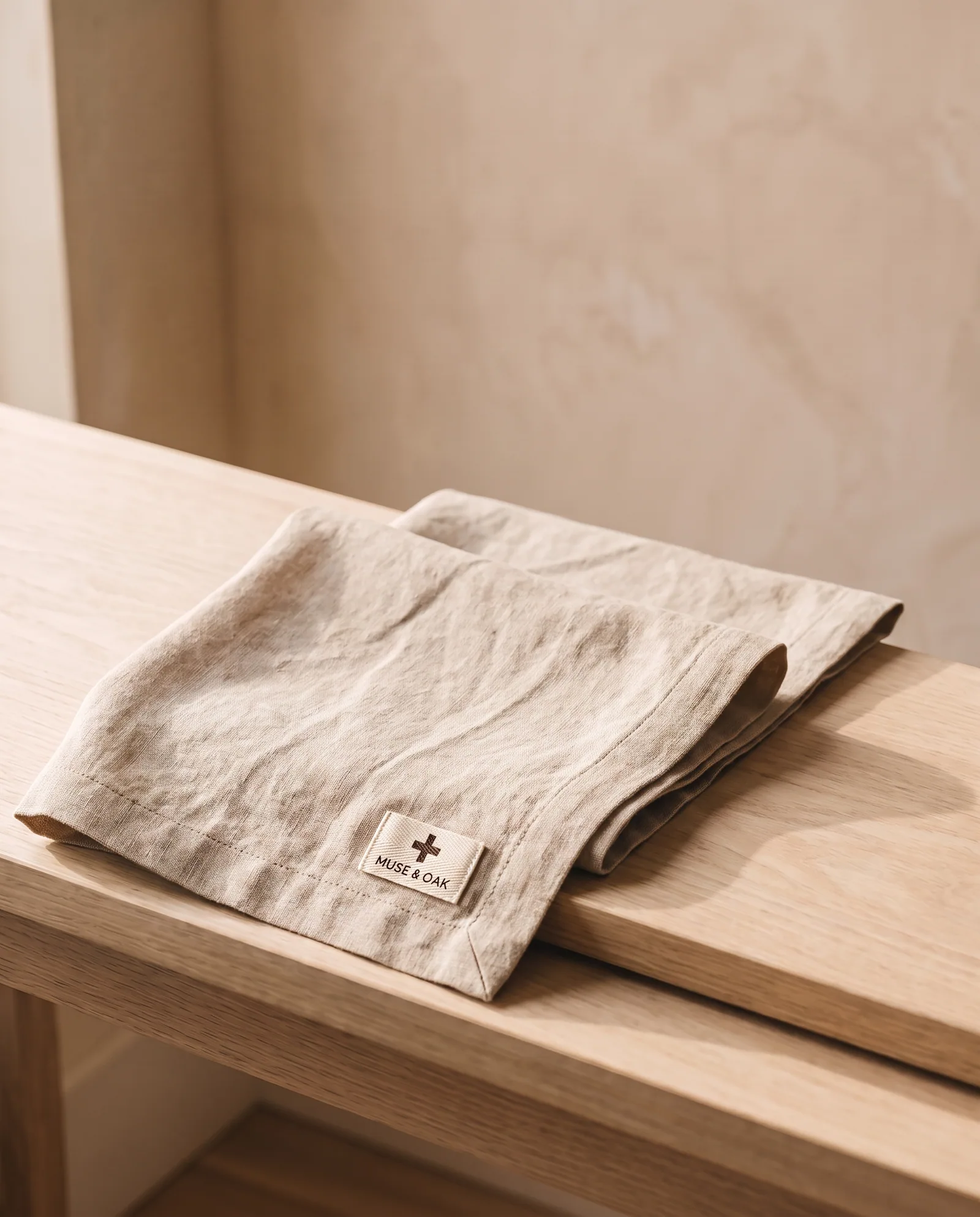 Table Runner — Washed linen, mitred corners.