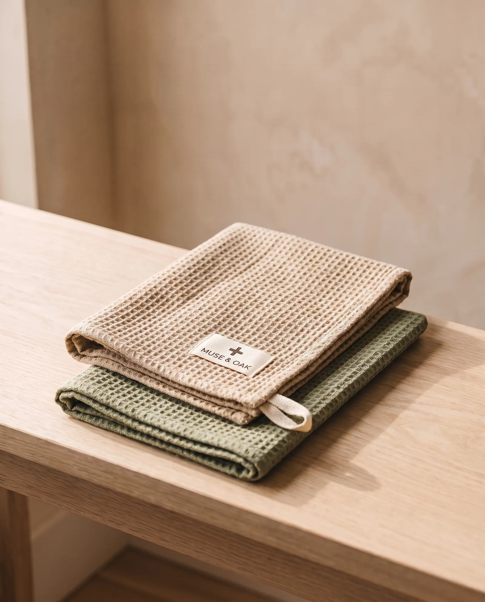 Tea Towels — Pair, waffle linen.